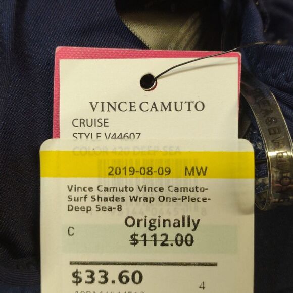 Vince Camuto Size 8 Surf Shades wrap one piece Deep Sea Swimsuit - New - Picture 5 of 6